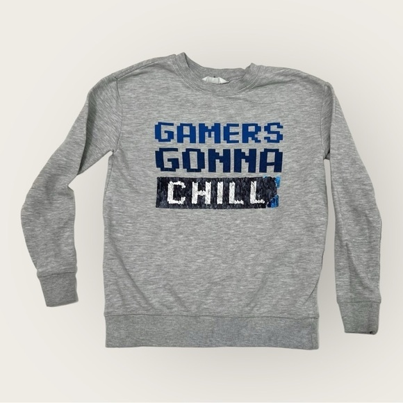 H&M Gamer Sequin Reversible Kids Sweatshirt Size 8-10 - Picture 2 of 6